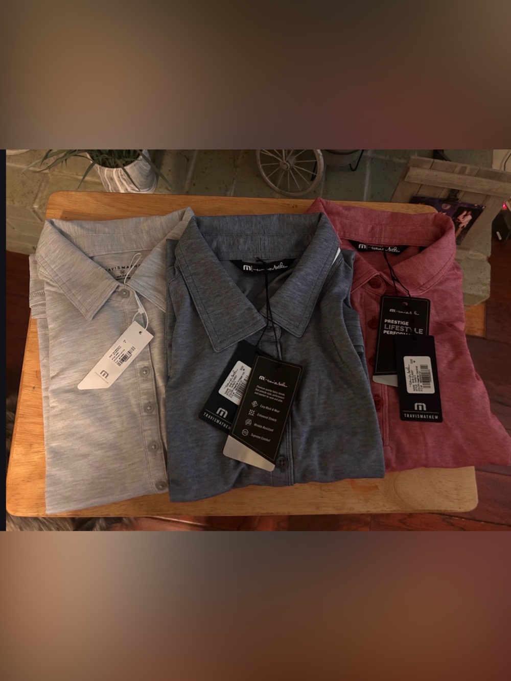 Travis Mathew Women’s Button-Down Polo Trio - Light Gray, Blue, Mauve